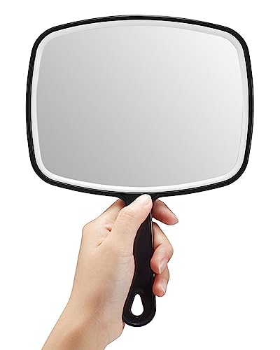 OMIRO Handheld Mirror - 10.3 x 7.4 Inch Black Rectangular Mirror for Personal Grooming