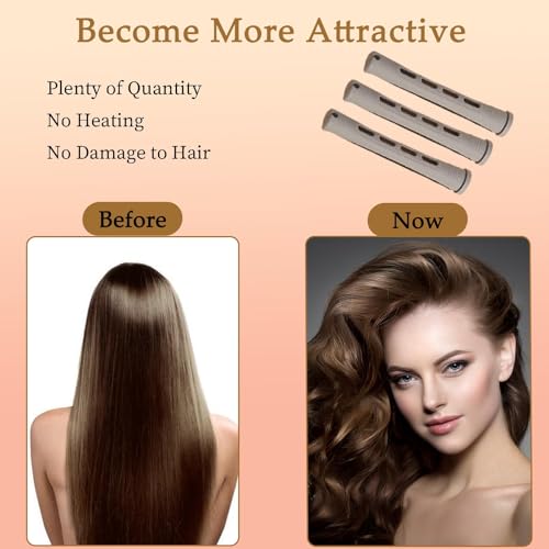 SHEHARUHI Gray 1.5cm Hair Perm Rods 60pcs Curlers with Steel Pintail for Styling