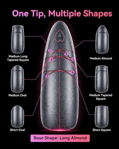 Makartt Long Almond Nail Tips - 240 PCS Full Cover for Stiletto & More