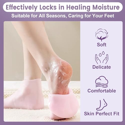 TEAWOO Silicone Moisturizing Heel Socks for Cracked Feet Care