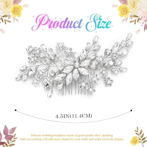 Silver Bridal Hair Comb with Rhinestones & Pearls