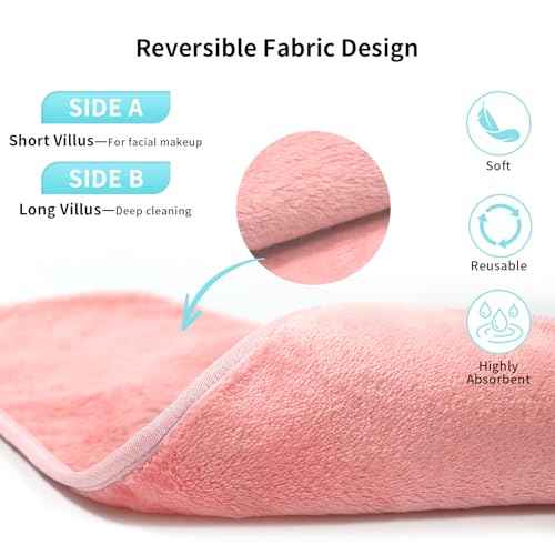 Makeup Remover Cloth 7-Day Set, 15" x 6.5" Reusable Makeup Remover Towels, Makeup Washcloths for Face, Skin Friendly, Soft & Washable Coral Fleece Microfiber Towel for Face, Eye, Lips