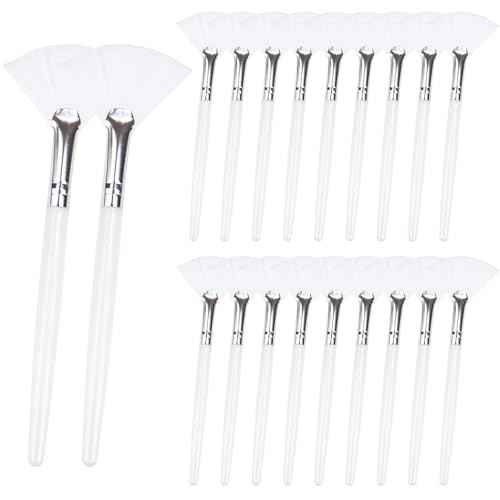 20 Pieces Fan Brushes Facial Applicator Brush Soft Makeup Mask Acid Applicator Brush Esthetician Cosmetic Brush for Mud Cream, Makeup Peel (White)