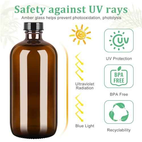 Amber Glass Spray Bottles 3 Pack, 17 oz/500 ml Glass Spray Bottles for Cleaning, Plants, Essential Oils, Hair Care, Refillable Empty Spray Bottle with Adjustable Nozzle for Squirt and Mist