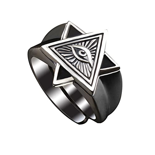 All Seeing Eye Ring Adjustable Silver Vintage Men Women
