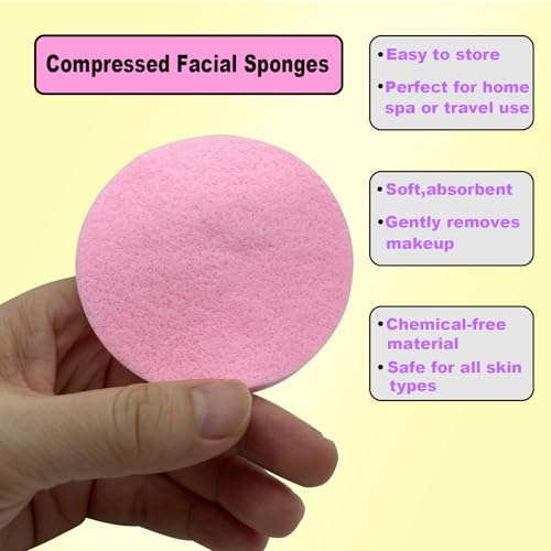 120-Pack Compressed Facial Sponges for Makeup Removal & Exfoliating