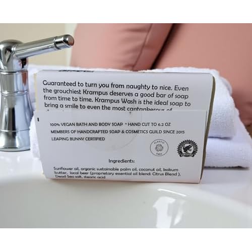 WFG WATERFALL GLEN SOAP COMPANY, LLC, Krampus Wash vegan beer soap enriched with kokum butter moisturizer