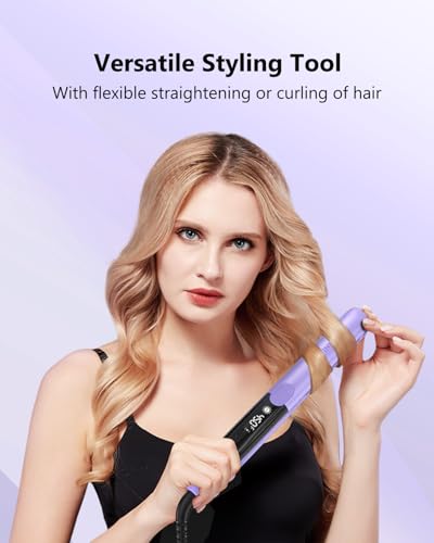 ANNLARY 2-in-1 Hair Straightener & Curler | 1" Titanium Ceramic Ionic Flat Iron