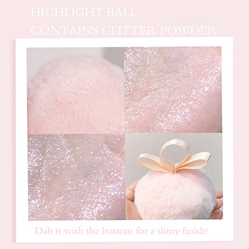 Diamond Shimmer Highlighter Powder Puff - Peach Glitter