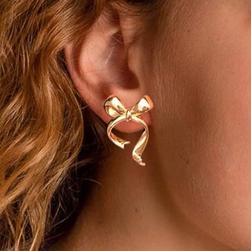 Doubnine BowKnot Gold Stud Earrings for Women