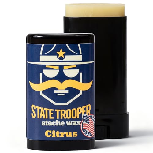 State Trooper Mustache Wax for Men ? Medium Hold with Beeswax, Coconut Oil & Lanolin ? Natural Moustache Grooming & Styling Wax with Citrus Scent - Nourishing Conditioner & Sculpting in a Tube/Stick