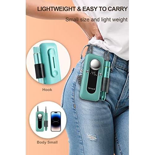 Electric Nail Drill Professional, 45000RPM Cordless Electric Nail File for Acrylic Gel Nails, Professional Nail Drill Manicure Pedicure Polishing Shape Tools for Home Salon