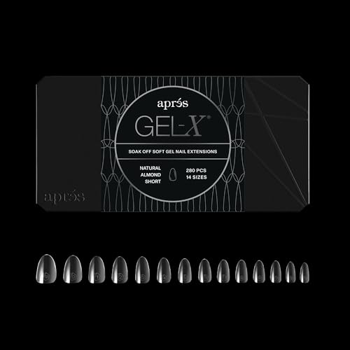 Aprés Gel-X Nail Tips Box 280 Short Almond Fake Nails with Half Sizes
