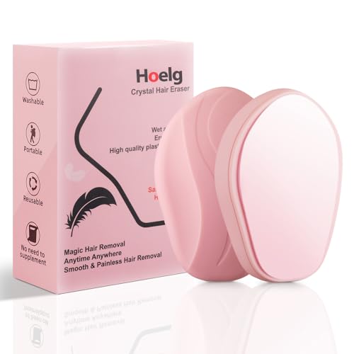 Crystal Hair Eraser for Women and Men, Reusable Crystal Hair Remover Painless Exfoliation Hair Removal Tool for Back Arms Legs (Pink)