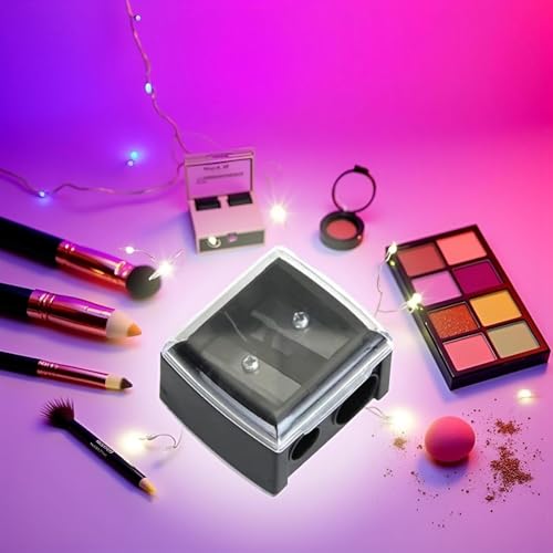 Dual Hole Makeup Pencil Sharpener with Cover - 2 Pack Black Cosmetic Sharpeners