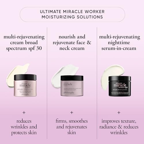 philosophy ultimate miracle worker nourish & rejuvenate face & neck cream - with patented retinol, ceramides & pro-collagen peptides - smoothes fine lines & wrinkles - fast absorbing moisturizer