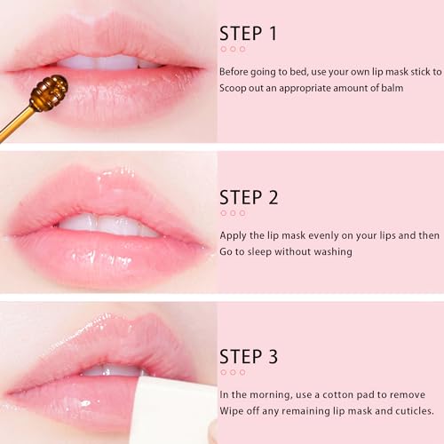 2PCS Bee Lip Balm Honey Pot, Honey Strawberry Lip balm Lip Mask with Stick, Moisturizing Lip Sleeping Mask Day & Night Lip Care - Hydrate Repair Prevent Dry Cracked Exfoliate (Honey & Strawberry)