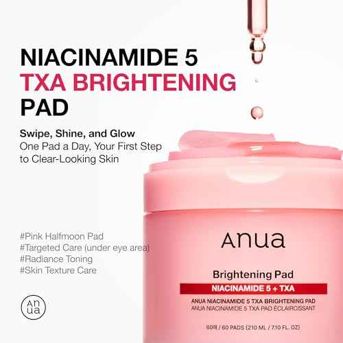 Anua Niacinamide 5 TXA Toner Pads ? Hydrating Facial Pad for Even-Looking Skin Tone & Daily Radiance Care, Glow up Under-Eye with Tranexamic Acid, Korean Skin Care (210ml, 60 Pads)