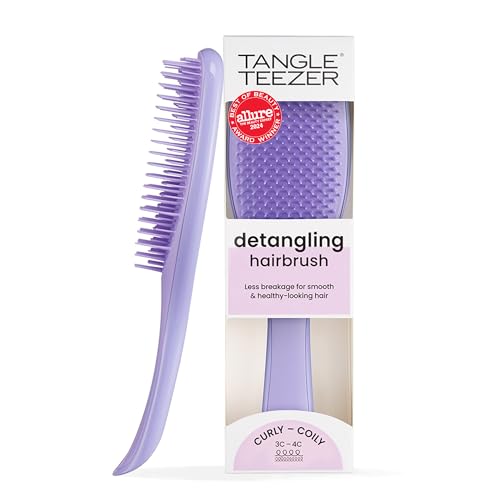Tangle Teezer Ultimate Detangler Curly Hair Brush, Dry & Wet Hairbrush, Reduces Frizz & Breakage, for 3C to 4C Curly Hair Types, Purple Passion