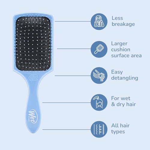 Wet Brush Paddle Detangler Hair Brush in Sky - Gentle Wet & Dry Brush