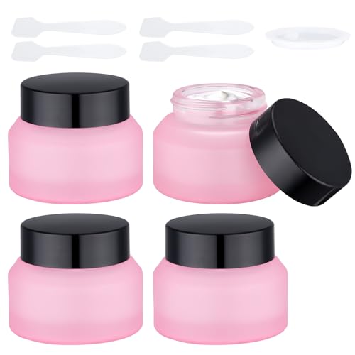 Segbeauty 1oz Frosted Glass Jar with Lid - Refillable Travel Containers (4pcs)