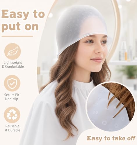 Silicone Hair Highlighting Cap with Hook & Brush Set