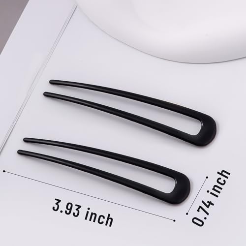 Black 6-Pack Metal French Hair Pins for Women U-Shape 3.9 Inch - Easy Styling