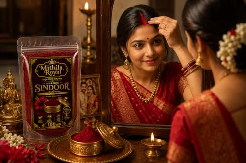 Organic Maroon Sindoor Powder Compact for Bridal & Daily Use