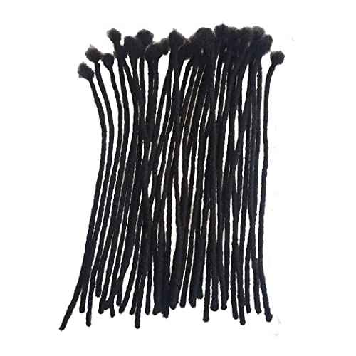 Human Hair Permanent Dreadlocks Extension Handmade Locs Small Size(diameter 0.4cm) 20 Strands/pack 12inch Jet Black #1