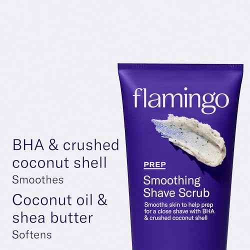 Flamingo Shaving Prep and Post Care Set for Women - Smoothing Shave Prep Scrub and Soothing Post Shaving Serum - Glow Shave Collection