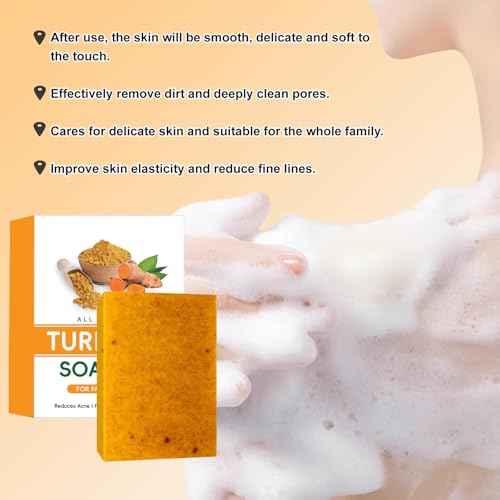 Lemon Turmeric Kojic Soap ? Kojic and Turmeric Soap, Jabon De Curcuma Para Las Manchas, TurmericSoap Bar for Face and Body, Moisturizing Deep Cleansing