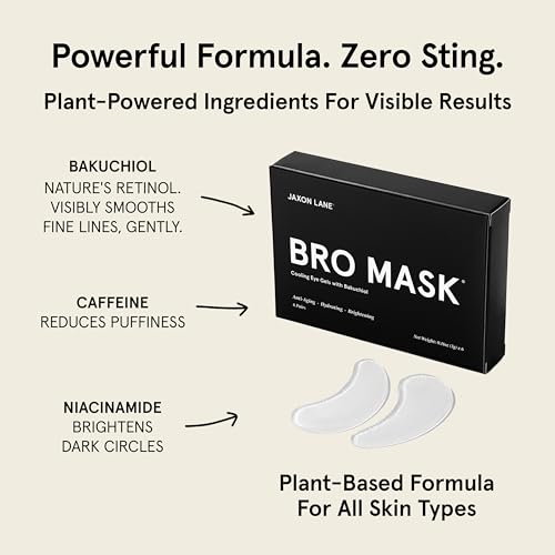 JAXON LANE Bro Hydrogel Under Eye Patches for Men, 6 Pairs