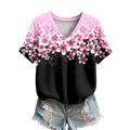 Pink V-Neck Summer Sweater for Women | Short Sleeve Knit Top