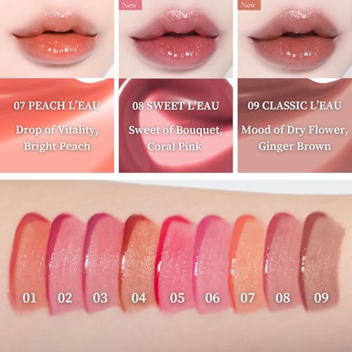 BBIA L¡¯EAU Tint ? Glossy & Glow Lip Stain Watery Lip Tint Non-Sticky High Shine Finish Long-lasting Moisturizing Lightweight Natural Daily Use Vegan Korean Makeup (08 SWEET L'EAU)