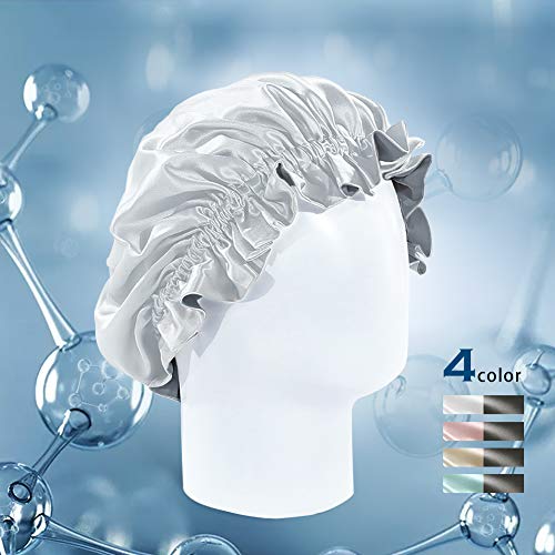 THXSILK Silk Bonnets, 22 Momme 100% Silk with HA, Extra Large, Double Layered, Reversible, Adjustable Elastic Night Sleep Caps for Women