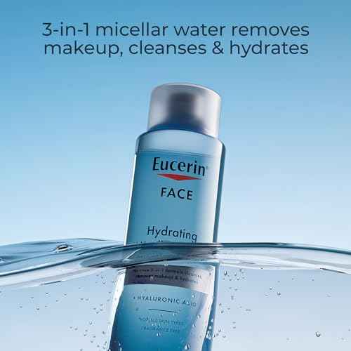 Eucerin Face Gentle Cleansing Hydrating Micellar Water with Hyaluronic Acid, Face Cleanser and Makeup Remover, Fragrance Free and Non-Drying for All Skin Types, 13.5 Fl Oz Bottle