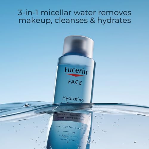 Eucerin Hydrating 3-in-1 Micellar Water, Formulated with Hyaluronic Acid, 6.8 Fl Oz Bottle