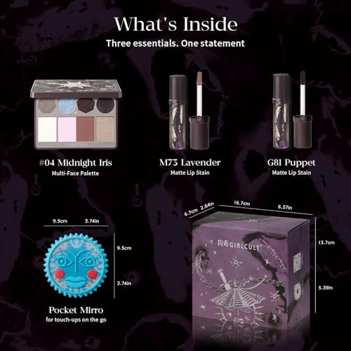 GIRLCULT 4-in-1 Makeup Gift Set for Women, All in One Makeup Kit with Full Face Makeup Palette, 2 Matte Lip Stains and Hand Mirror, Full Makeup Kit with Everything