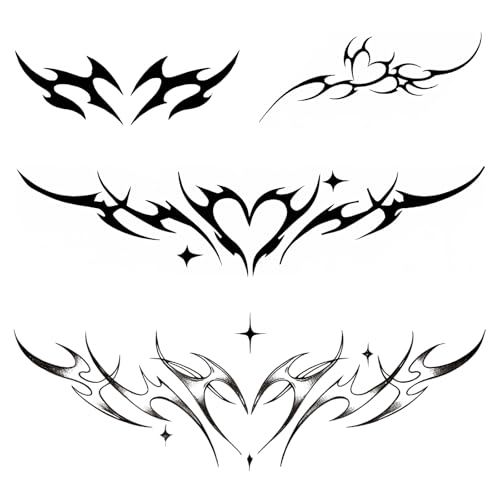 Y2K Cybersigil Heart Temporary Tattoos – 4 Designs