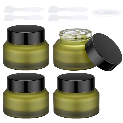 Segbeauty 4-Pack 30ml Frosted Glass Cosmetic Jars with Lids