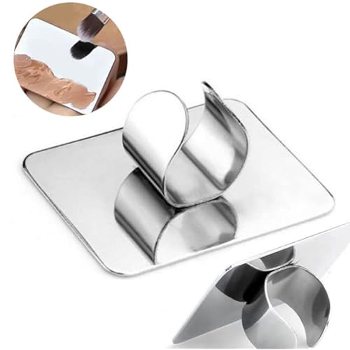 HLLMX 1 PCS Nail Art Palette Nail Art Palette Stainless Steel Cosmetic Makeup Palette Mini Nail Art Cosmetic Ring Palette DIY Art Design Paint Color Mixing Palette Metal Tool