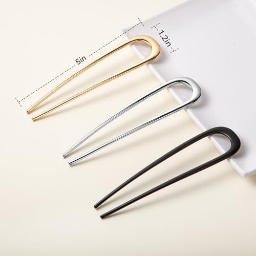Elegant 3 PCS French Hair Pins for Buns & Updos - Gold Accessories