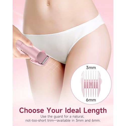 2-in-1 Bikini Trimmer for Women, Electric Personal Full Body & Pubic Hair Trimmer with Foil Shaver, Rechargeable Cordless Razor, Safe on Skin, Gentle Grooming for Intimate Areas, Legs & Underarms