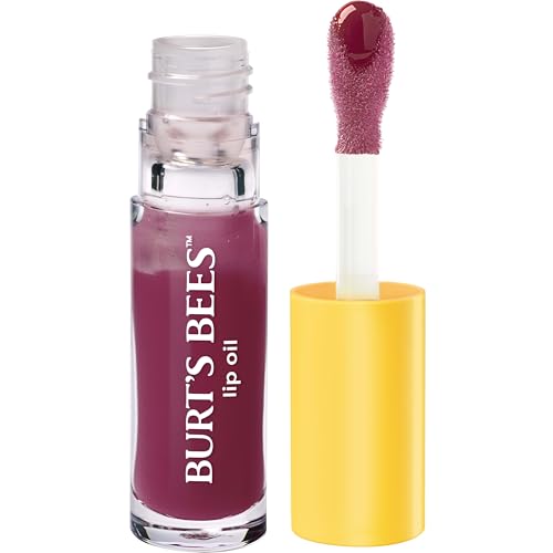 Burt's Bees Plum Twilight Lip Oil – Instant Hydration, High Shine, Non-Sticky (0.15 oz)