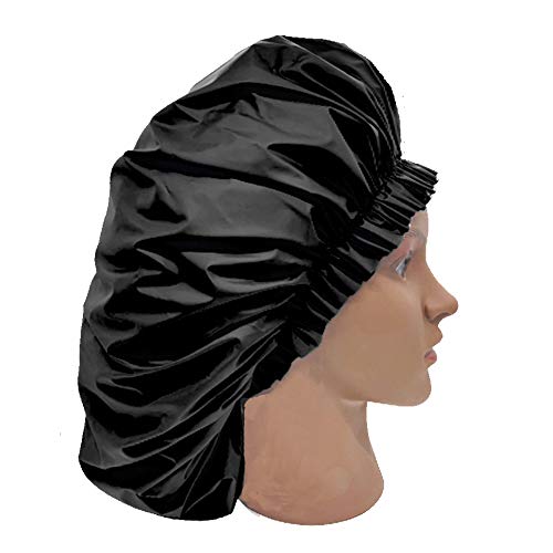 ELEBOX Premium Super Jumbo Waterproof Shower Cap for Long Hair - Black