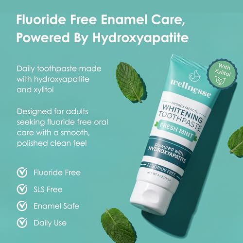 Wellnesse Hydroxyapatite Toothpaste 1.75 Oz Travel Size - Whitening, Fresh Mint