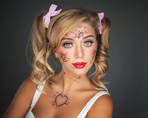 Broken Doll Temporary Tattoo Face Sticker (2-Pack)