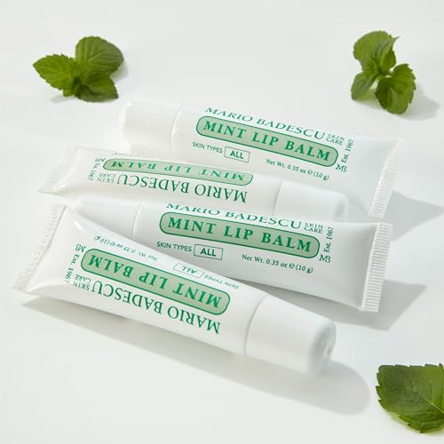 Mario Badescu Lip Balm for Dry Cracked Lips, Trio Pack Includes Mint, Rose, and Original Lip Moisturizer, Ultra-Nourishing Lip Care for Soft, Smooth and Supple Lips, 3 Count