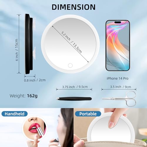 30x Magnifying Mirror with Light, Rechargeable LED