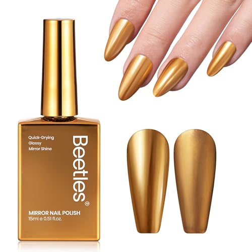 Beetles Gold Chrome Nail Polish - Quick Dry Metallic Finish 15ML